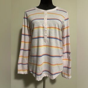 NWT Style & Co Pink Multicolor Striped Long-sleeve Top size medium